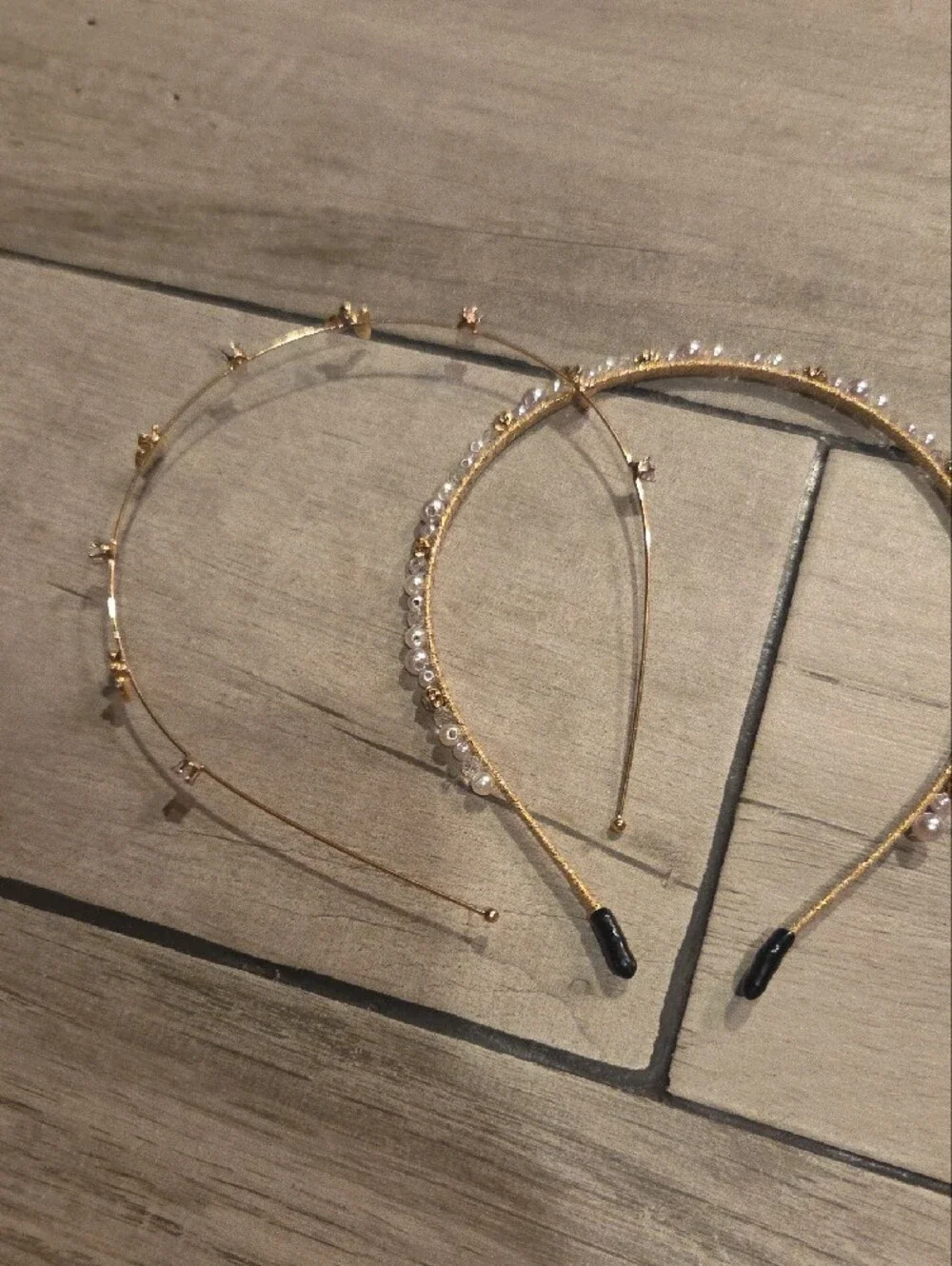 Delicate White Pearl and Gold Butterfly Headband Set